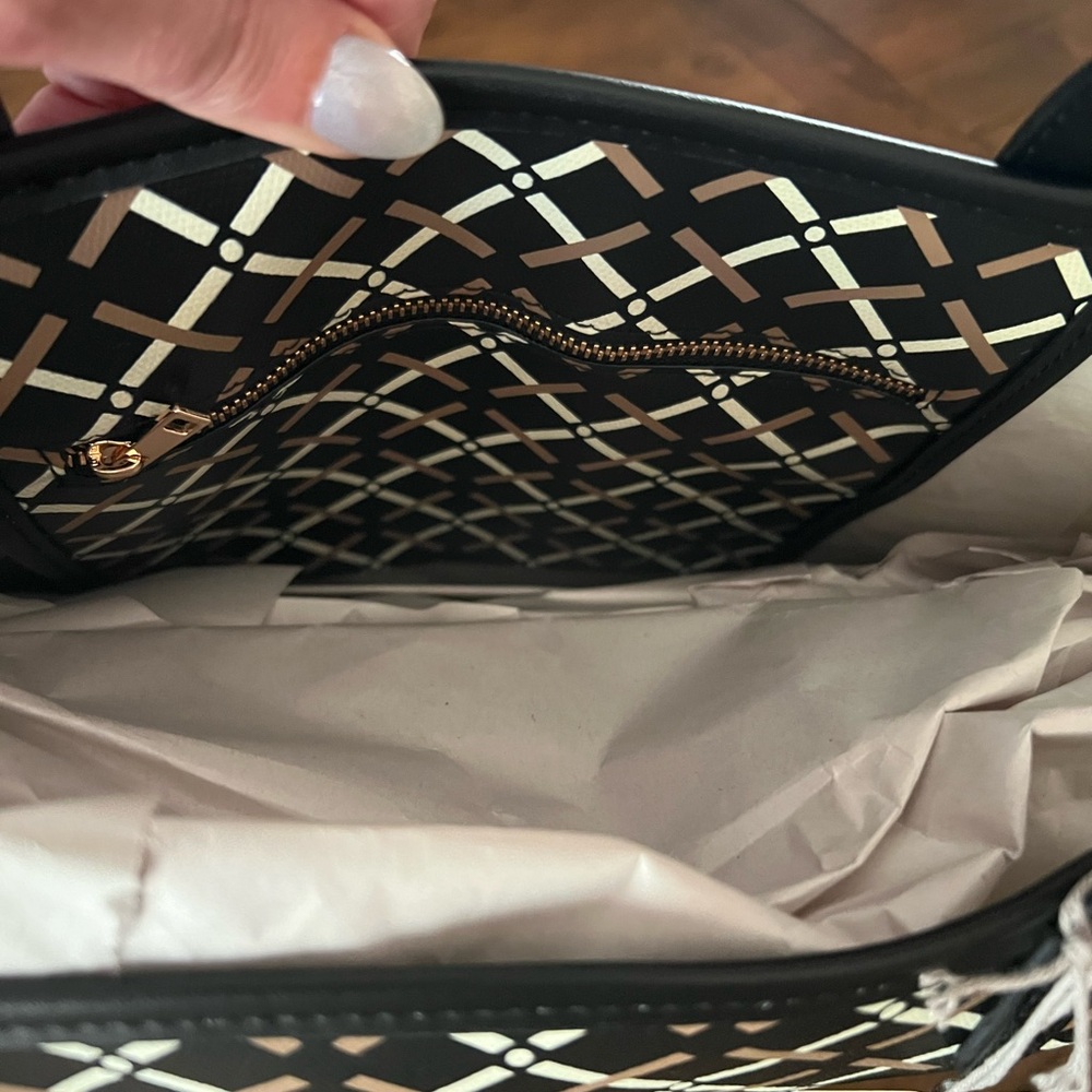 a new day Black and Cream Patterned Tote - Picture 7 of 10